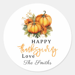Happy Thanksgiving Shirt   Fall Holiday Turkey Day Classic Round Sticker