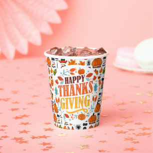 Happy Thanksgiving Shirt Fall Holiday Turkey Day Paper Cups