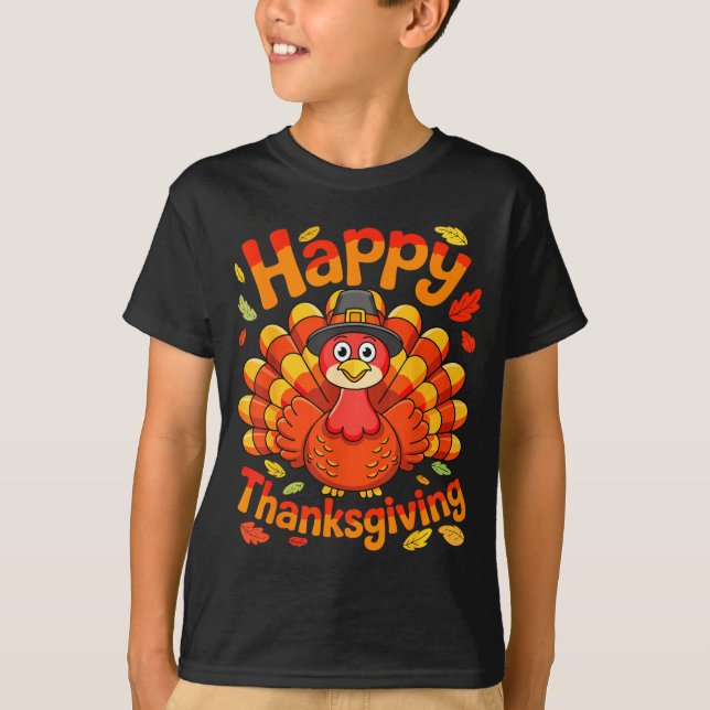 Happy Thanksgiving Shirt Men Women Kids Family Tur (Front)