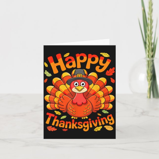 Happy Thanksgiving Shirt Men Women Kids Family Tur Card (Front)