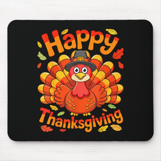 Happy Thanksgiving Shirt Men Women Kids Family Tur Mouse Pad (Front)