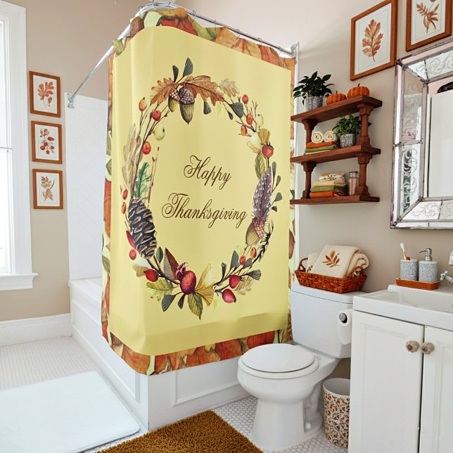 Happy Thanksgiving Shower Curtain (Creator Uploaded)