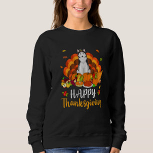 Happy Thanksgiving Siberian Husky Dog Turkey Pet Sweatshirt