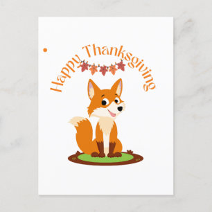 Happy Thanksgiving Smiling Fox Postcard