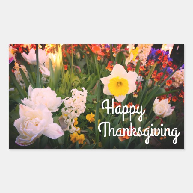 Happy Thanksgiving Spring Flowers #1-1 Stickers (Front)