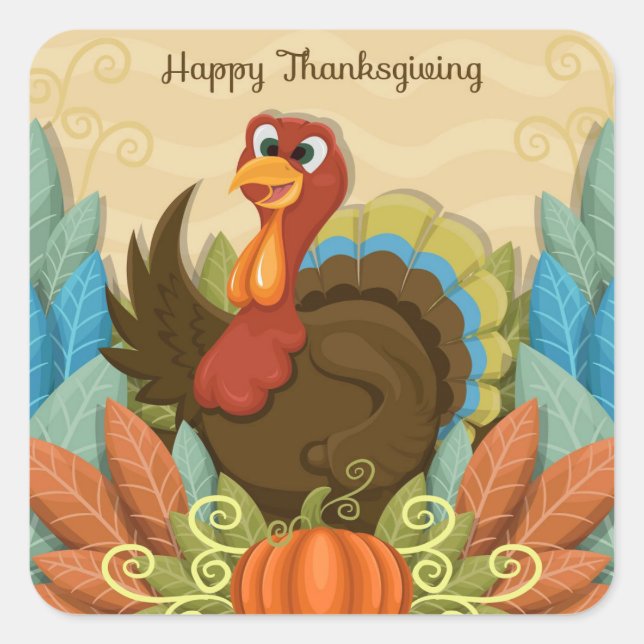 Happy Thanksgiving   Square Sticker (Front)