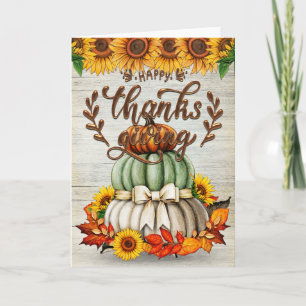 Happy Thanksgiving Stack of Pumpkins Card