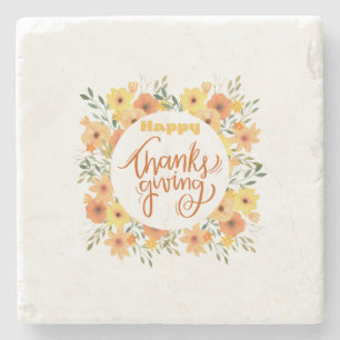 Happy Thanksgiving Stone Coaster