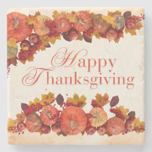 Happy Thanksgiving Stone Coaster