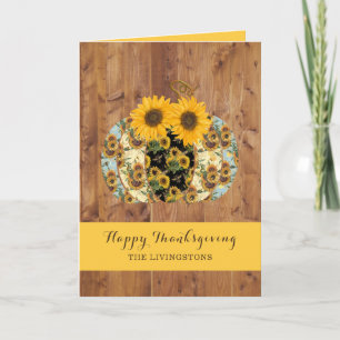 Happy Thanksgiving Sunflower Pumpkin Greeting Card