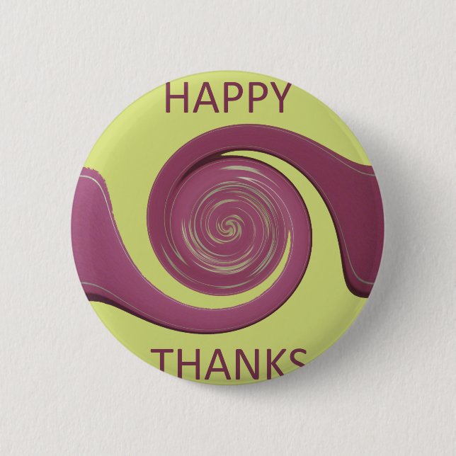Happy Thanksgiving Text Art Design.  6 Cm Round Badge (Front)