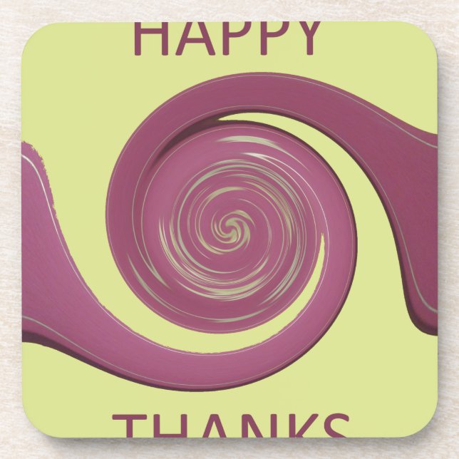 Happy Thanksgiving Text Art Design.  Coaster (Front)