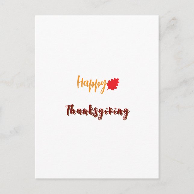 Happy thanksgiving text holiday postcard (Front)