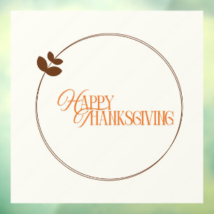 Happy Thanksgiving text leaf circle