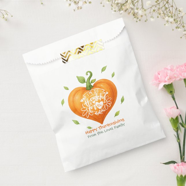Happy Thanksgiving Thankful Heart Pumpkin  Favour Bags (Sealed)