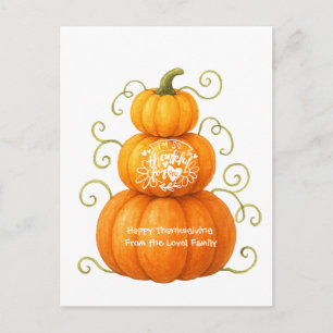 Happy Thanksgiving Thankful Pumpkins Postcard