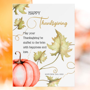 Happy Thanksgiving Thanksgiving Day Pumpkin Poster