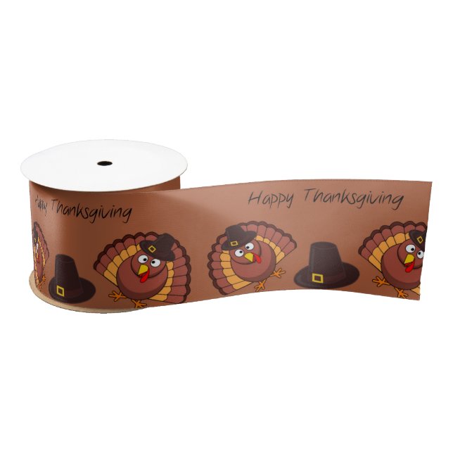 Happy Thanksgiving themed Satin Ribbon (Spool)