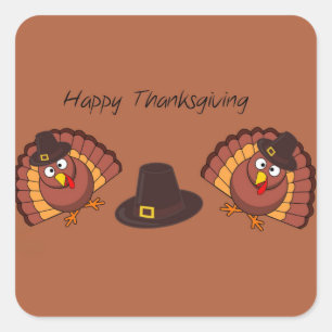 Happy Thanksgiving themed Square Sticker