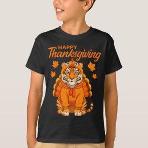 Happy Thanksgiving Tiger Women Boys Girls Kids Out T-Shirt