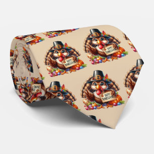 Happy Thanksgiving tiled Fall Seasonal pattern Tie