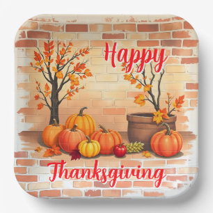 Happy Thanksgiving Trendy Beautiful Fall Paper Plate