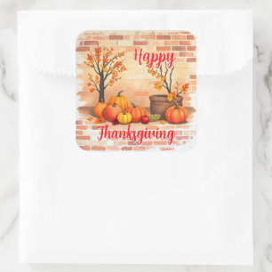 Happy Thanksgiving Trendy Beautiful Fall Square Sticker