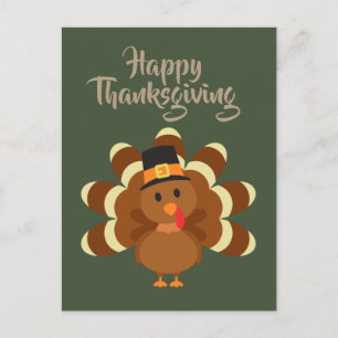 Happy Thanksgiving turkey add greeting postcard