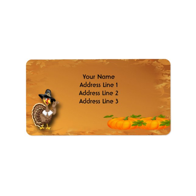 Happy Thanksgiving Turkey Address Labels (Front)