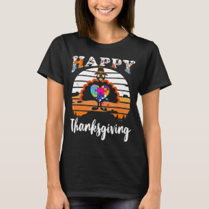 Happy Thanksgiving Turkey Autistic Awareness T-Shirt