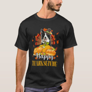 Happy Thanksgiving Turkey Border Collie Fall Pumpk T-Shirt