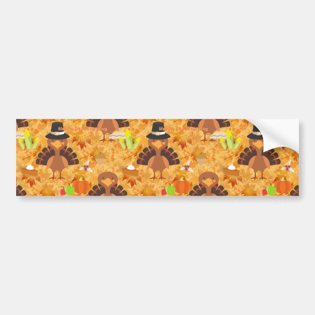 happy thanksgiving turkey bumper sticker (Front)