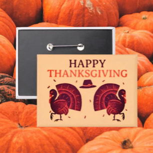 Happy Thanksgiving Turkey Button