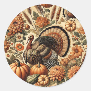 Happy Thanksgiving Turkey  Classic Round Sticker
