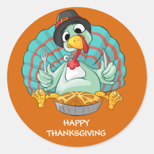 Happy Thanksgiving Turkey Classic Round Sticker