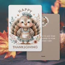 Happy Thanksgiving Turkey Custom Flat Holiday Card