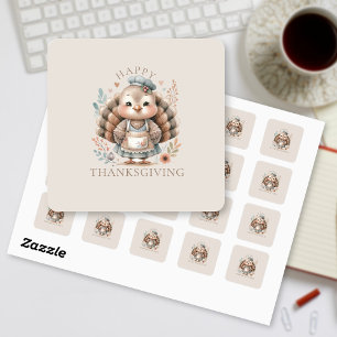 Happy Thanksgiving Turkey Custom Text Square Sticker