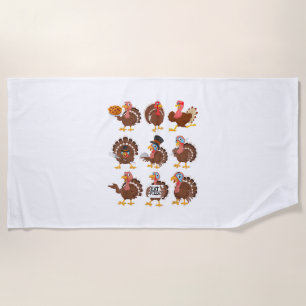 Happy Thanksgiving Turkey Day Girls Boys Kids Todd Beach Towel