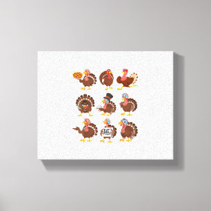 Happy Thanksgiving Turkey Day Girls Boys Kids Todd Canvas Print