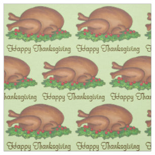 Happy Thanksgiving Turkey Dinner Holiday Food Fabric