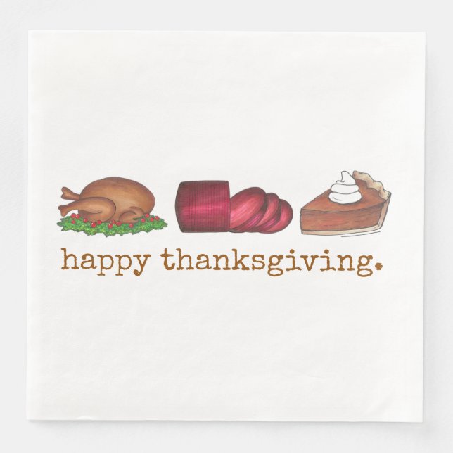 Happy Thanksgiving Turkey Dinner Holiday Meal Napkin (Front)
