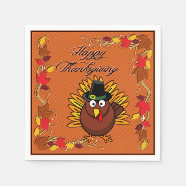 Happy Thanksgiving Turkey Dinner Napkins (Front)