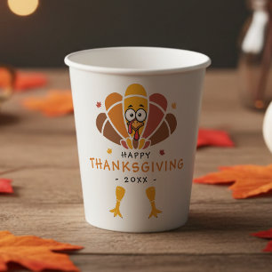 Happy Thanksgiving Turkey Fall Friendsgiving Party Paper Cups