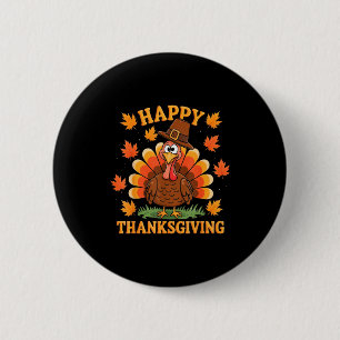 Happy Thanksgiving Turkey Family Dinner Thanksgivi 6 Cm Round Badge