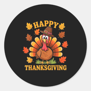 Happy Thanksgiving Turkey Family Dinner Thanksgivi Classic Round Sticker