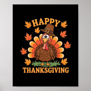 Happy Thanksgiving Turkey Family Dinner Thanksgivi Poster