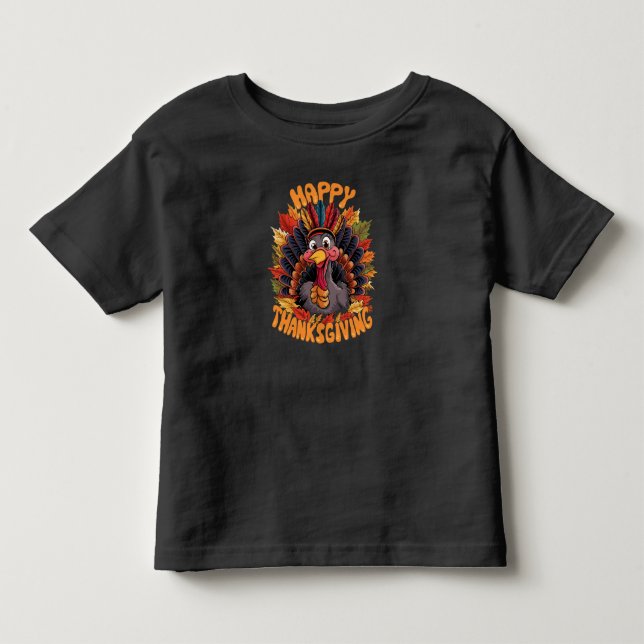 Happy Thanksgiving Turkey Family Fall Toddler T-Shirt (Front)