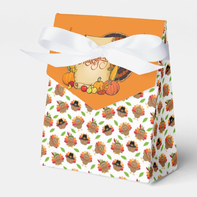 Happy Thanksgiving Turkey Favour Box (Front Side)