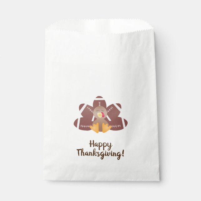 Happy Thanksgiving Turkey Football Feathers Favour Bags (Front)