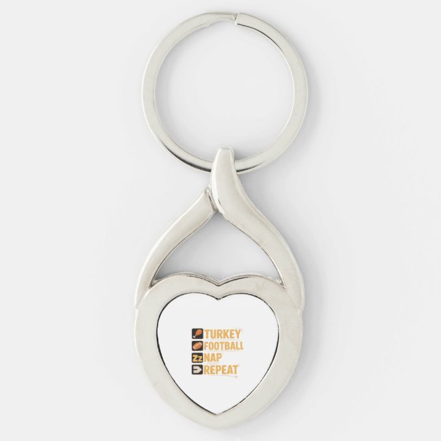 Happy Thanksgiving Turkey Football Nap Repeat Funn Key Ring (Front)